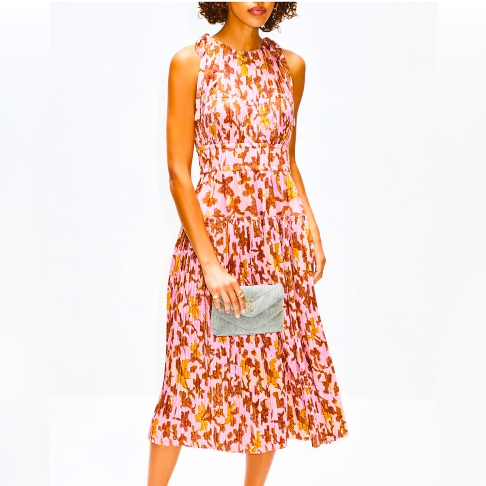 NWT Ulla Johnson 100% Silk Amalthea Pink Floral Halter Dress, Sold Out Sz 4